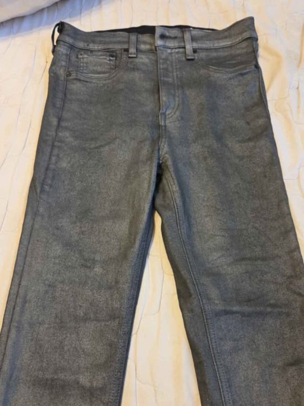 Rag & Bone Metallic Gray Coated Skinny Jeans Size 28
